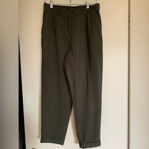 Loft ladies olive green cuffed pants size M